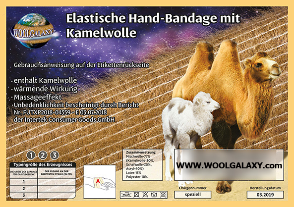 Elastische Hand-Bandage mit Kamelwolle