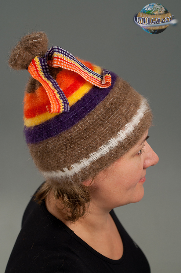 Multicolored wool cap with camel wool  «Bright Lifestyle»